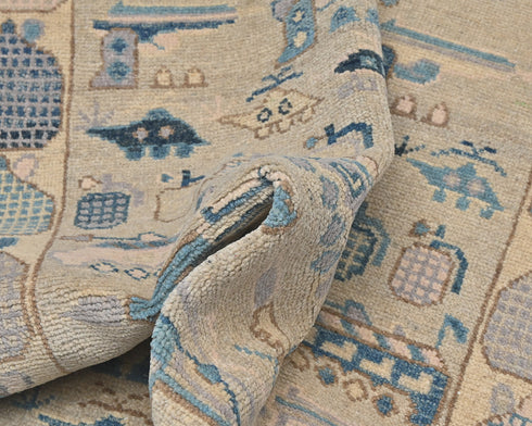 3x5 Gray Kuba Afghan Hand Knotted Wool Area Rug